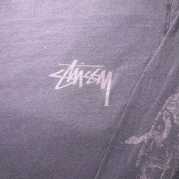 Stussy Medusa T-Shirt Men Medium Purple Long Sleeve Distressed Faded Streetwear - Picture 6 of 16